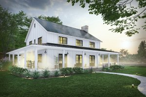 House Blueprint - Farmhouse Exterior - Front Elevation Plan #120-295