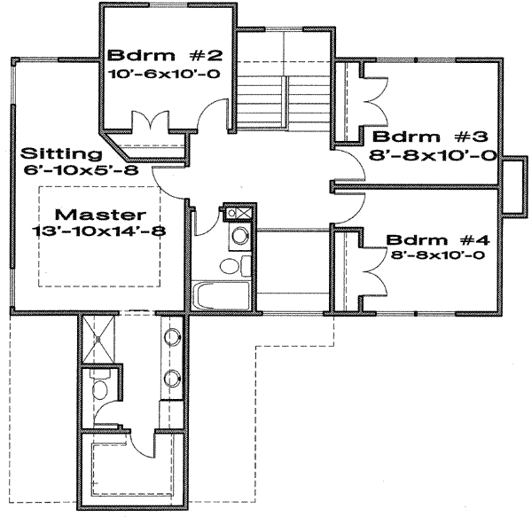 Traditional Floor Plan - Upper Floor Plan #6-105