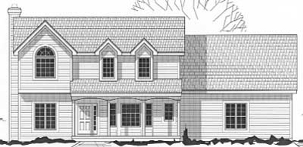 Exterior - Front Elevation 2 for Traditional House Plan #67-515 - 4 bed, 2.5 bath