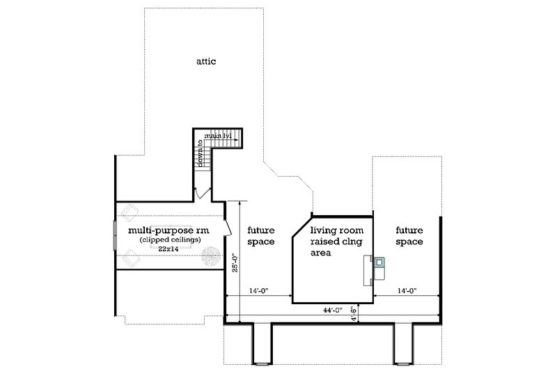 Architectural House Design - Floor Plan - Upper Floor for Farmhouse House Plan #45-584 - 3 bed, 2 bath