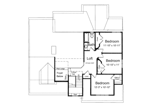 Floor Plan - Upper Floor for Bungalow House Plan #46-464 - 4 bed, 2.5 bath