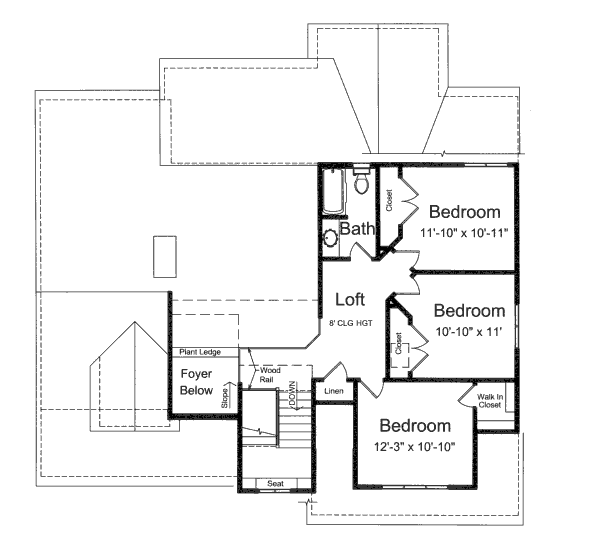 Bungalow Floor Plan - Upper Floor Plan #46-464