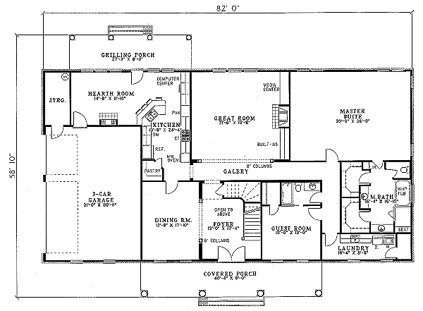 House Plan Design - Southern Floor Plan - Main Floor Plan #17-2007