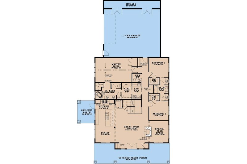 House Plan Design - Floor Plan - Main Floor for Farmhouse House Plan #923-506 - 3 bed, 3.5 bath