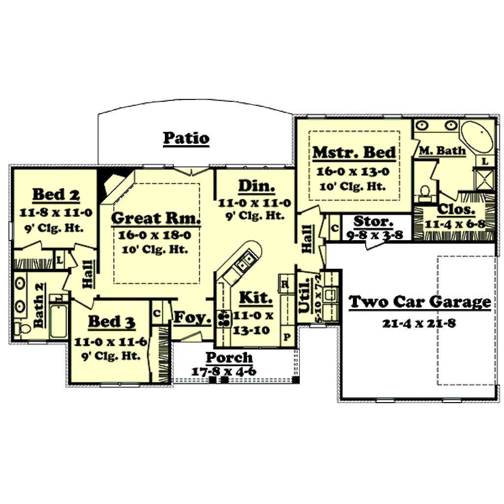 Ranch Style House Plan 3 Beds 2 Baths 1600 Sq Ft Plan Ranch Style House Plan 3 Beds 2 Baths 1600 Sq Ft Plan