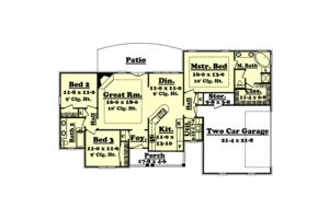 Floor Plan - Main Floor for Ranch House Plan #430-17 - 3 bed, 2 bath