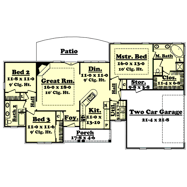 House Design - Ranch Floor Plan - Main Floor Plan #430-17