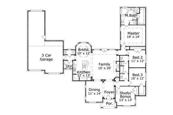 Floor Plan - Main Floor for European House Plan #411-686 - 4 bed, 2.5 bath