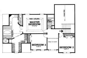 Floor Plan - Upper Floor for European House Plan #56-165 - 3 bed, 2.5 bath