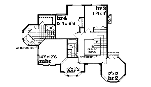 Victorian Floor Plan - Upper Floor Plan #47-302
