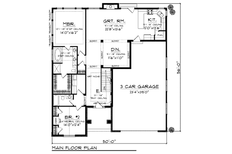 Dream House Plan - Floor Plan - Main Floor for Bungalow House Plan #70-946 - 2 bed, 2 bath