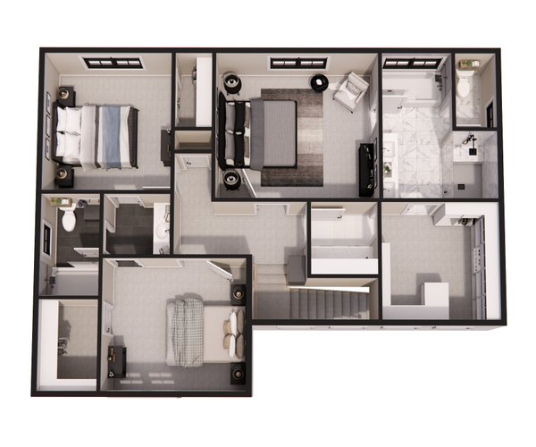 House Blueprint - Bungalow Floor Plan - Upper Floor Plan #51-1375