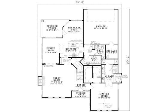 Floor Plan - Main Floor for Traditional House Plan #17-633 - 3 bed, 2.5 bath
