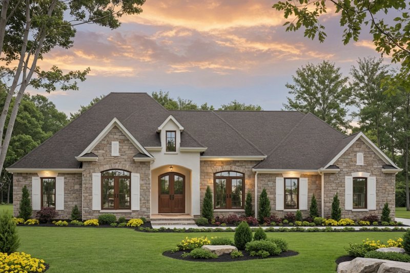 House Blueprint - European Exterior - Front Elevation Plan #21-590