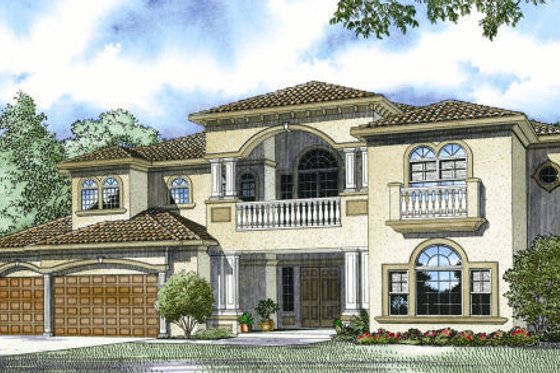 Exterior - Front Elevation for Mediterranean House Plan #420-244 - 6 bed, 4 bath