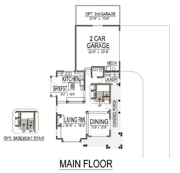 Craftsman Floor Plan - Main Floor Plan #458-15