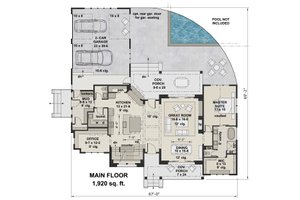 Floor Plan - Main Floor for Farmhouse House Plan #51-1136 - 4 bed, 2.5 bath