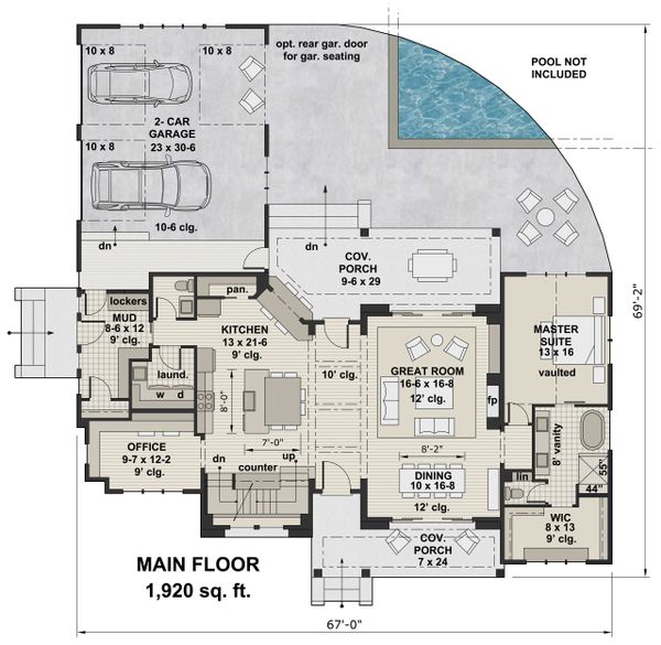 House Design - Farmhouse Floor Plan - Main Floor Plan #51-1136