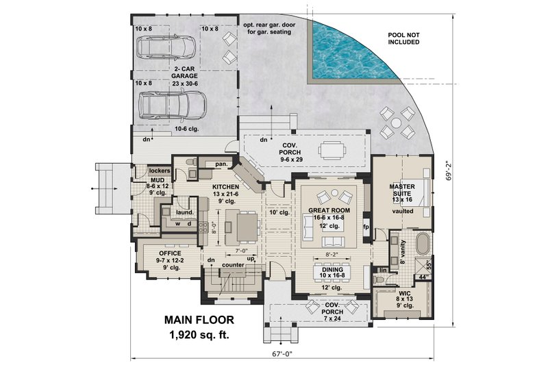 Home Plan - Floor Plan - Main Floor for Farmhouse House Plan #51-1136 - 4 bed, 2.5 bath