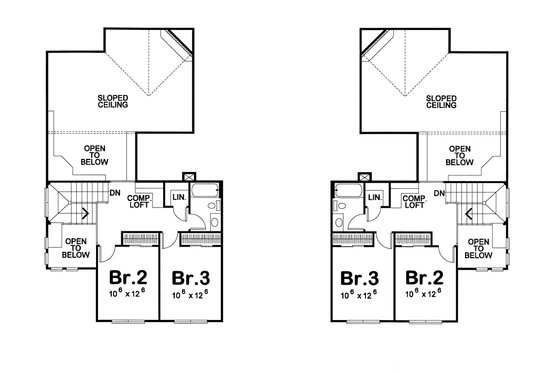 Floor Plan - Upper Floor for Cottage House Plan #20-1351 - 3 bed, 2.5 bath