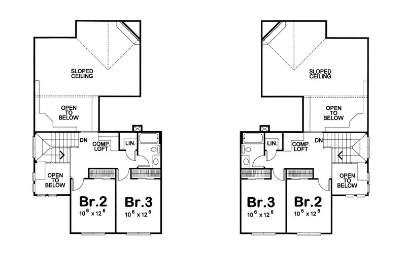 Home Plan - Floor Plan - Upper Floor for Cottage House Plan #20-1351 - 3 bed, 2.5 bath