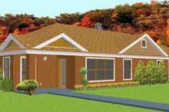 Exterior - Front Elevation for Ranch House Plan #408-101 - 3 bed, 2.5 bath