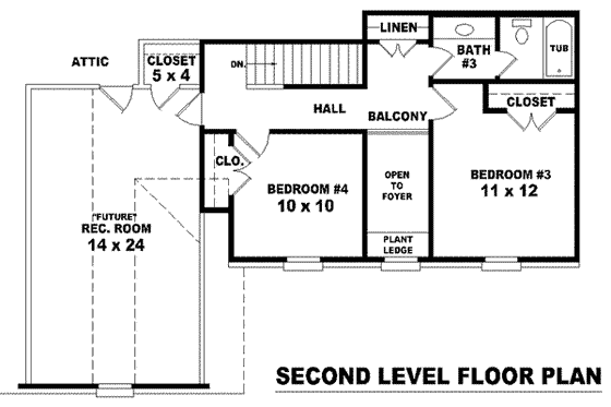 Floor Plan - Upper Floor for Colonial House Plan #81-1433 - 3 bed, 3 bath