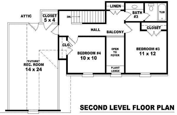 Colonial Floor Plan - Upper Floor Plan #81-1433