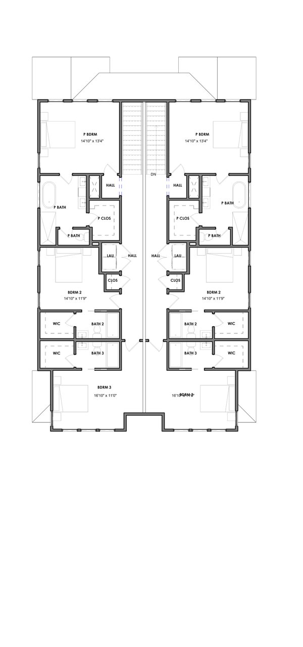 House Plan Design - Floor Plan - Upper Floor for Modern House Plan #1129-36 - 6 bed, 7 bath
