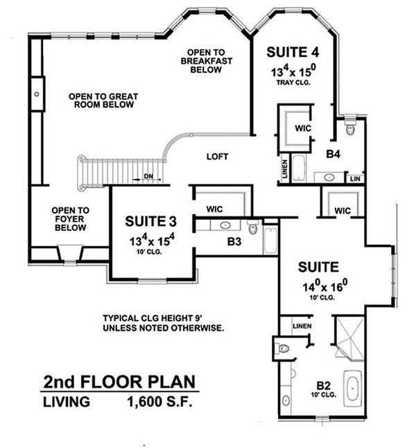 House Design - European Floor Plan - Upper Floor Plan #20-2388