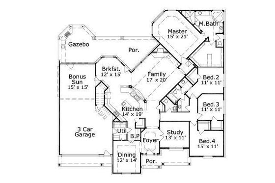 Floor Plan - Main Floor for European House Plan #411-661 - 4 bed, 2.5 bath