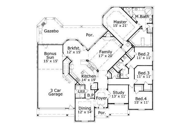 Floor Plan - Main Floor for European House Plan #411-661 - 4 bed, 2.5 bath