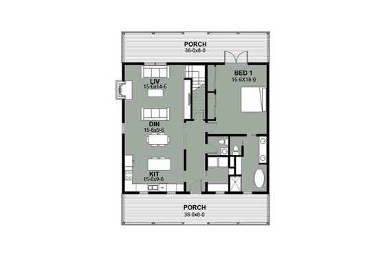 Floor Plan - Main Floor for Farmhouse House Plan #497-6 - 3 bed, 3.5 bath