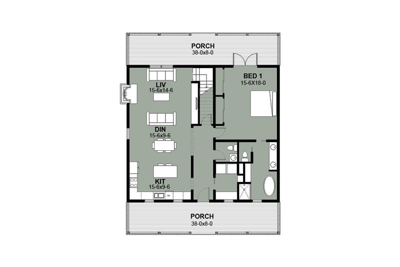 House Design - Floor Plan - Main Floor for Farmhouse House Plan #497-6 - 3 bed, 3.5 bath