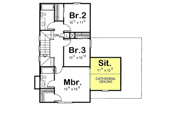 Floor Plan - Upper Floor for Traditional House Plan #20-1216 - 3 bed, 2.5 bath