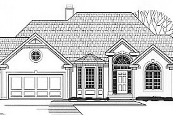 Exterior - Front Elevation for European House Plan #67-256 - 4 bed, 4 bath