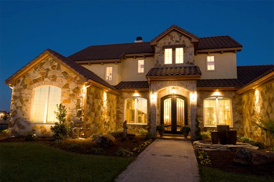 Exterior - Front Elevation 3 for Mediterranean House Plan #472-4 - 3 bed, 3.5 bath