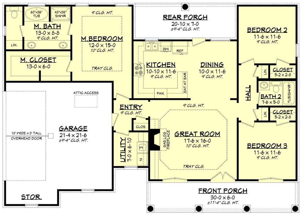 Traditional Style House Plan - 3 Beds 2 Baths 1500 Sq/Ft Plan #430-13 ...