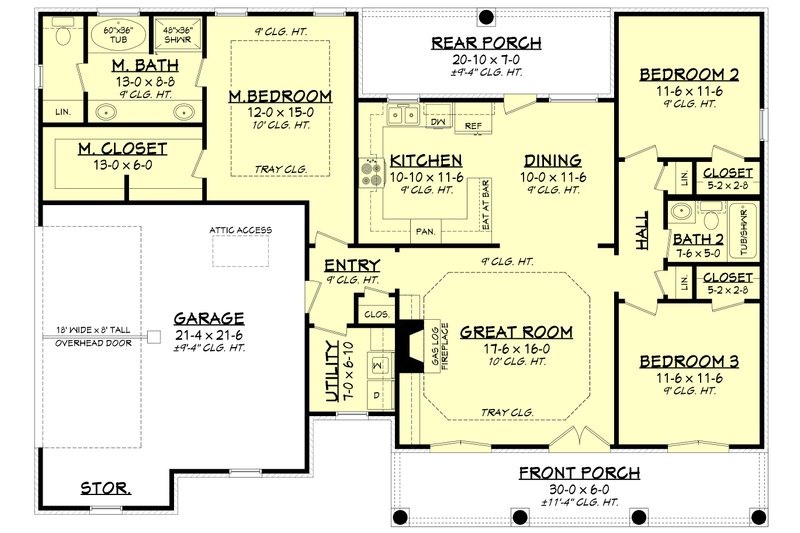Dream House Plan - Floor Plan - Main Floor for Traditional House Plan #430-13 - 3 bed, 2 bath