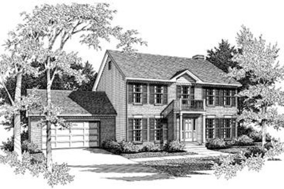 Exterior - Front Elevation for Colonial House Plan #57-111 - 4 bed, 2.5 bath