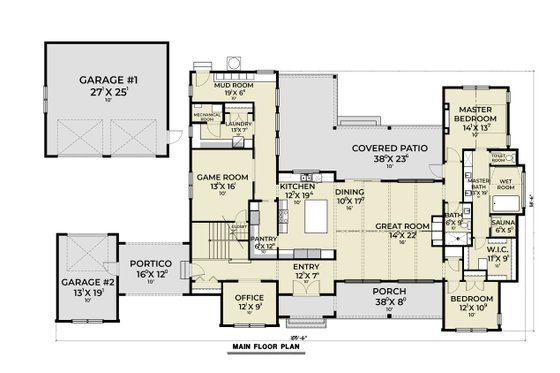Floor Plan - Main Floor for Farmhouse House Plan #1070-230 - 4 bed, 3 bath