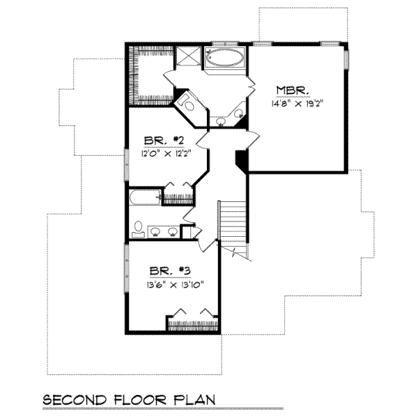 Dream House Plan - Traditional Floor Plan - Upper Floor Plan #70-391