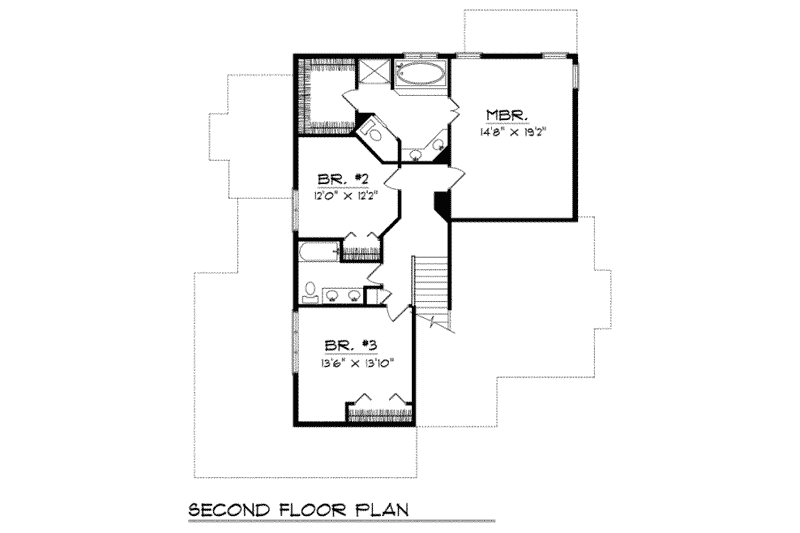 Home Plan - Floor Plan - Upper Floor for Traditional House Plan #70-391 - 3 bed, 2.5 bath