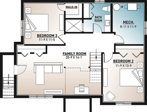 Home Plan - Country Floor Plan - Lower Floor Plan #23-2685