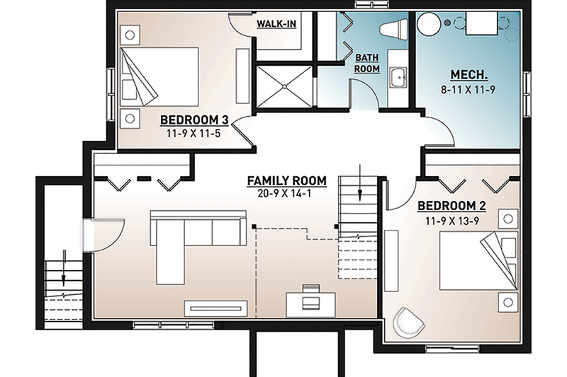 House Plan Design - Floor Plan - Lower Floor for Country House Plan #23-2685 - 3 bed, 2 bath