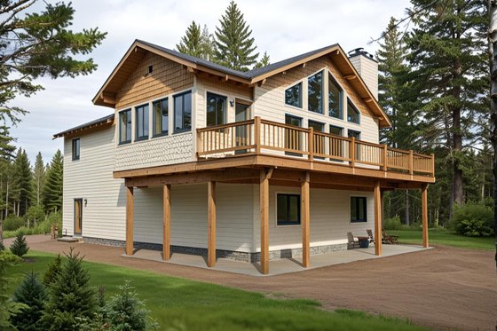 Exterior - Front Elevation for Modern House Plan #117-422 - 3 bed, 2.5 bath