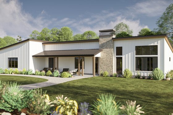 Exterior - Front Elevation 3 for Barndominium House Plan #455-667 - 5 bed, 3.5 bath