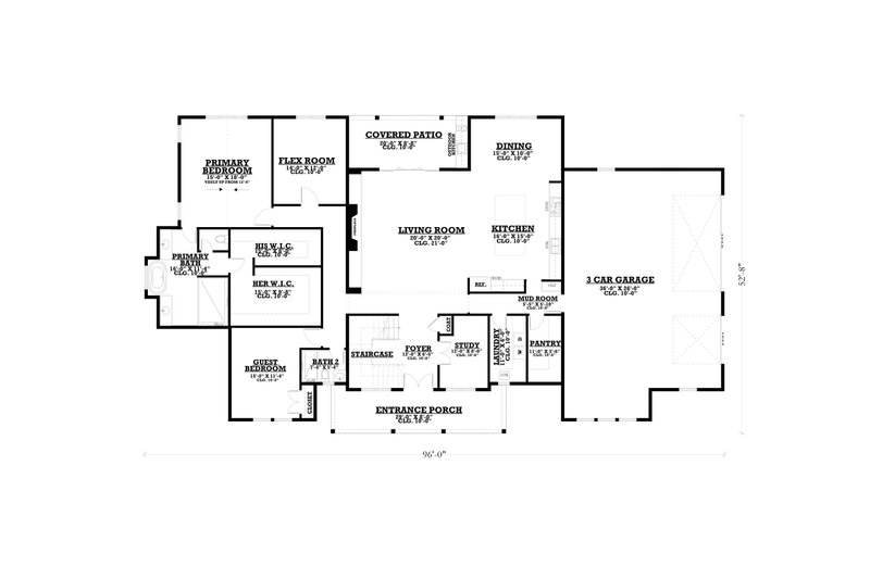 Architectural House Design - Floor Plan - Main Floor for Farmhouse House Plan #1112-10 - 5 bed, 4 bath