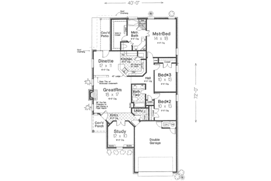 Floor Plan - Main Floor for European House Plan #310-303 - 3 bed, 2 bath