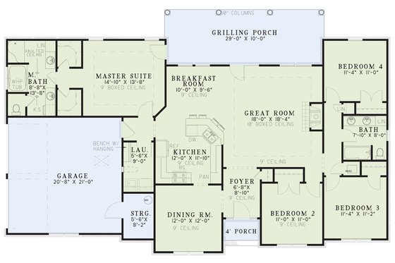 Floor Plan - Main Floor for Traditional House Plan #17-541 - 4 bed, 2 bath